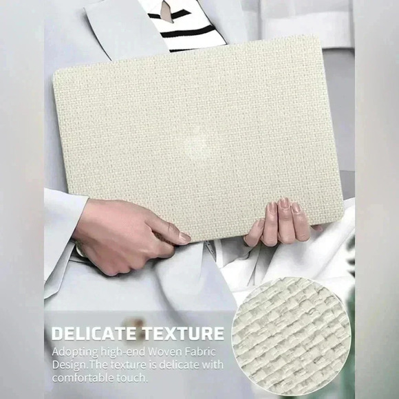 Hard Shell Case for MacBook Pro 13" with Keyboard Cover Beige Textured Slim New - Picture 6 of 12